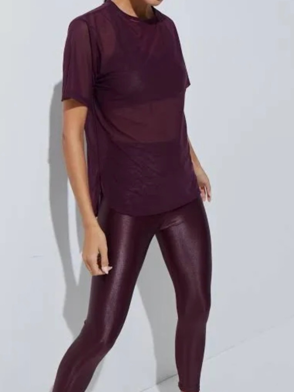 Noli plum shiny high waist leggings